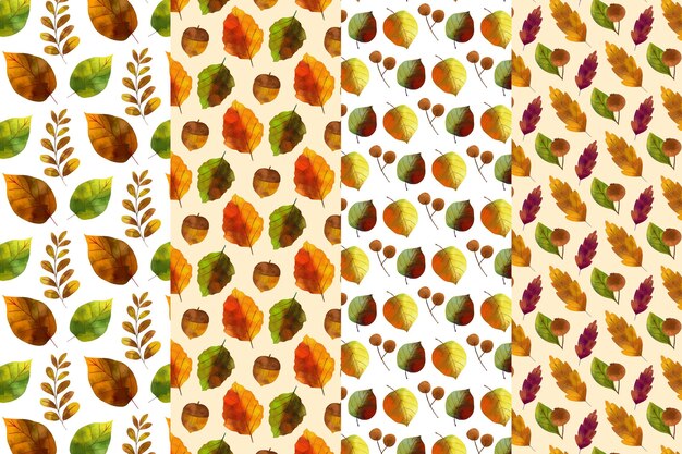 Watercolor autumn pattern collection