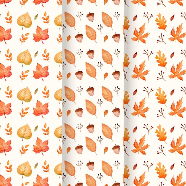 Watercolor autumn pattern collection