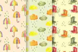 Free vector watercolor autumn pattern collection