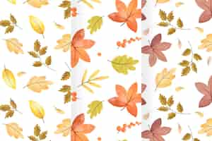 Free vector watercolor autumn pattern collection