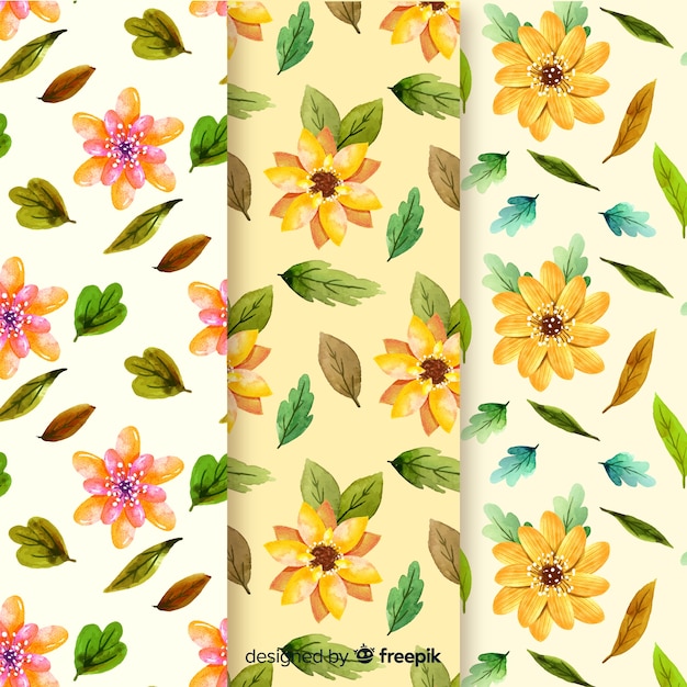 Watercolor autumn pattern collection