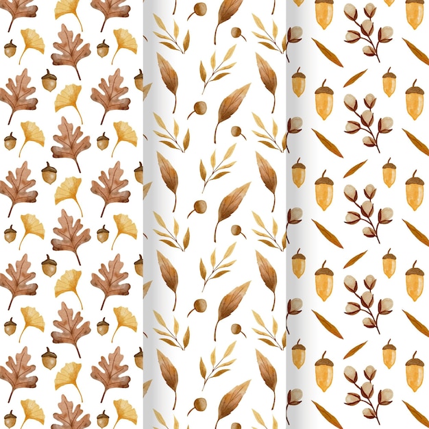 Watercolor autumn patterns collection