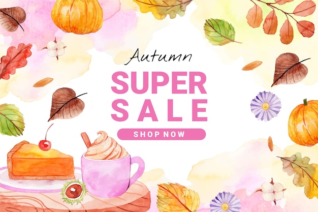 Free Vector watercolor autumn sale background