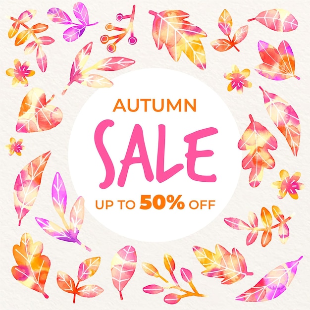 Watercolor autumn sale concept