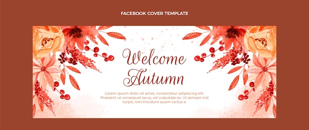 Free vector watercolor autumn social media cover template