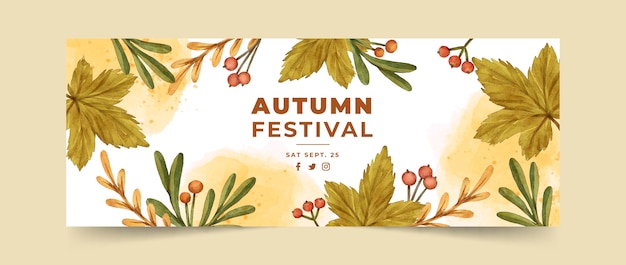 Free vector watercolor autumn social media cover template