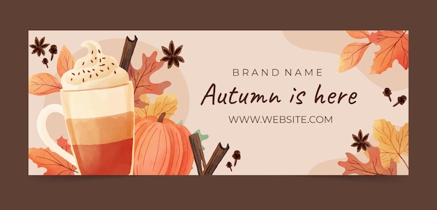 Free vector watercolor autumn social media cover template