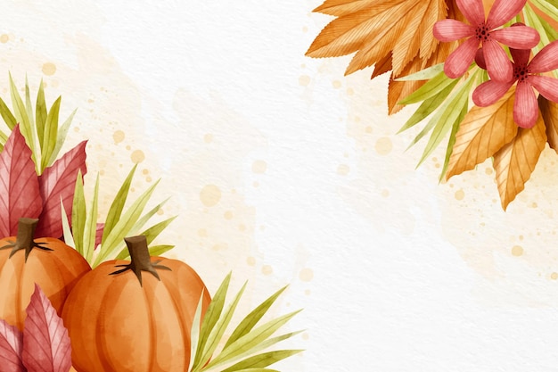 Free vector watercolor autumn wallpaper with white space