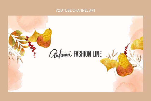 Free vector watercolor autumn youtube channel art template