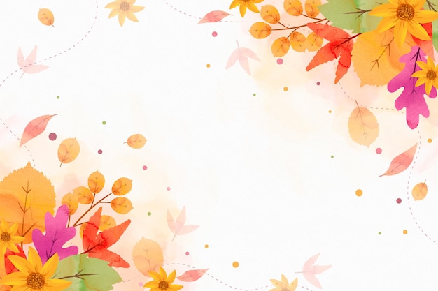 Watercolor autumnal background with empty space
