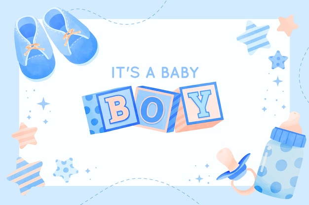 Watercolor baby boy background