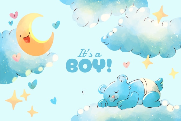 Free vector watercolor baby boy background