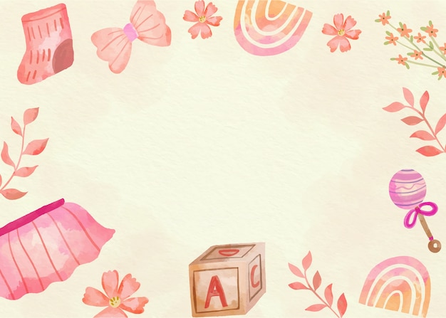 Watercolor baby girl background