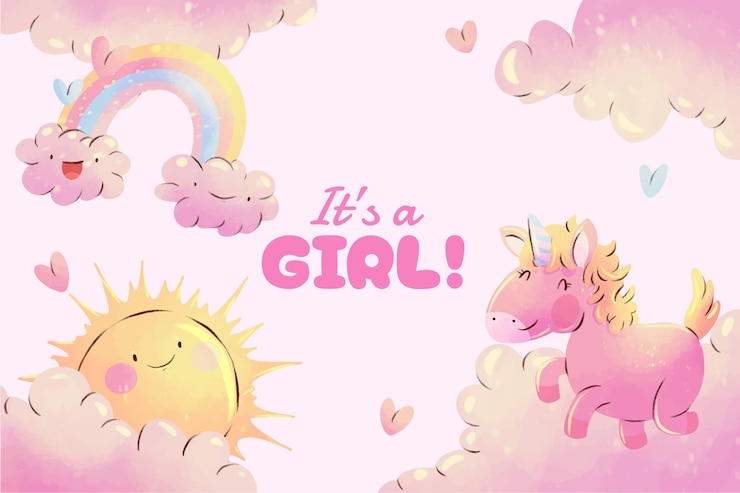 Free Vector watercolor baby girl background