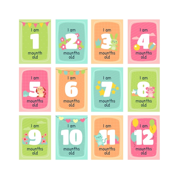 Watercolor baby milestone template