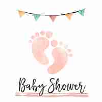 Free vector watercolor baby shower card  with footprints