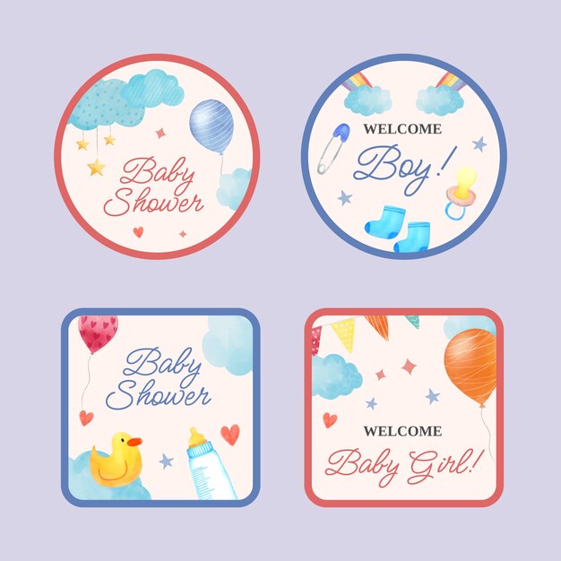 Watercolor baby shower labels