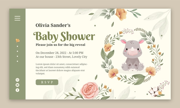 Free vector watercolor baby shower landing page