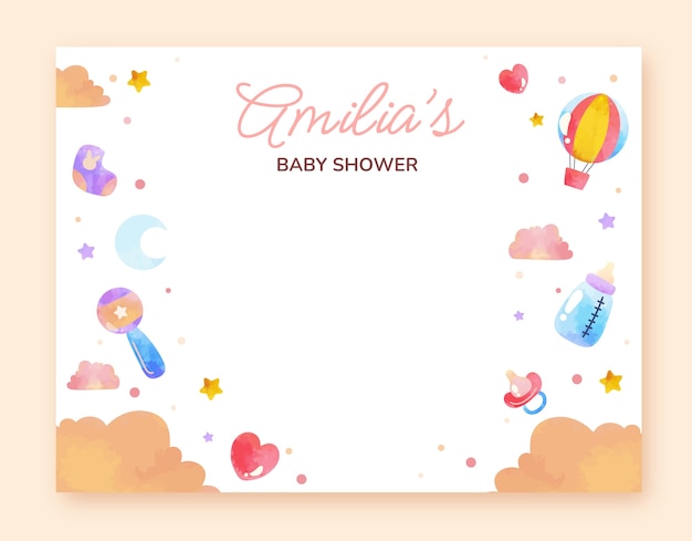 Free vector watercolor baby shower photocall template