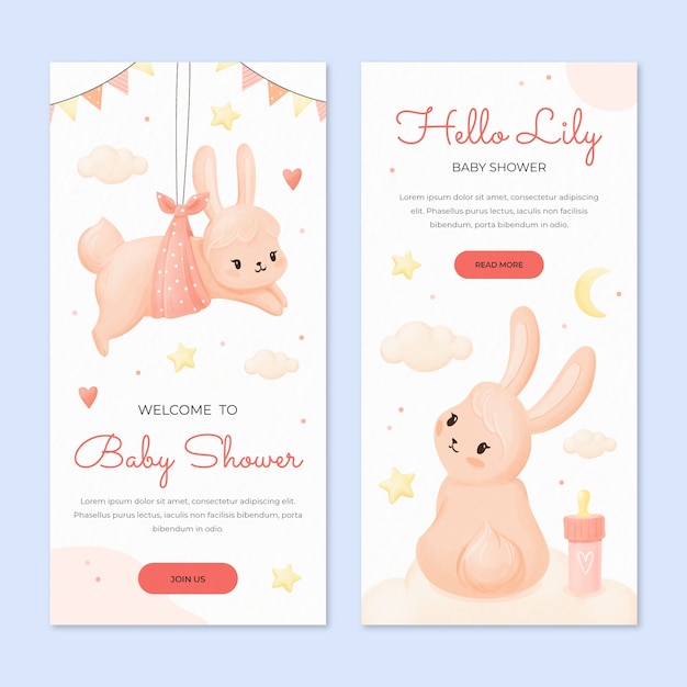 Watercolor baby shower vertical banner