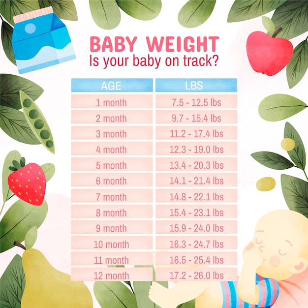 Watercolor baby weight infographic