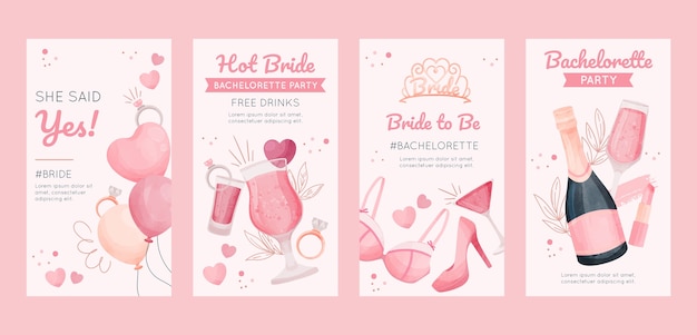 Free vector watercolor bachelorette party instagram stories