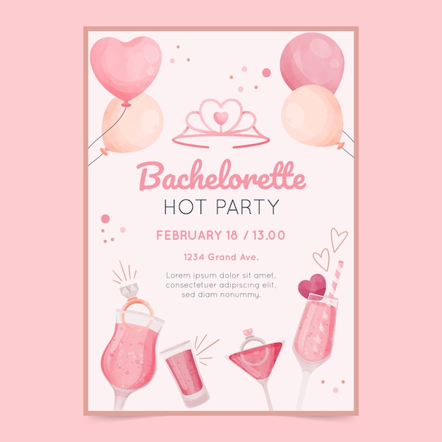 Free vector watercolor bachelorette party invitation