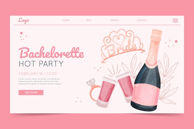 Free vector watercolor bachelorette party landing page