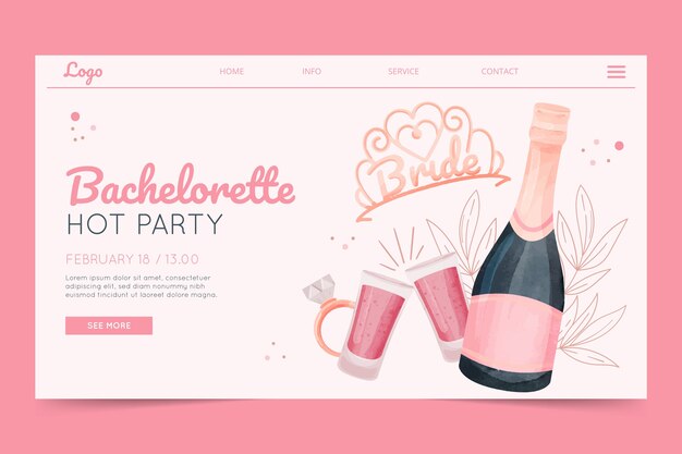 Free Vector watercolor bachelorette party landing page