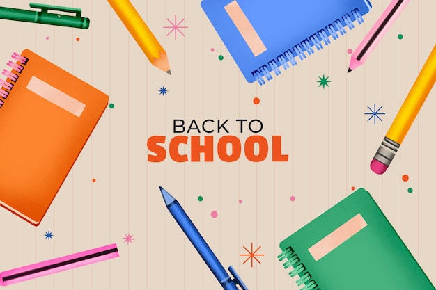 Free vector watercolor back to school background with supplies