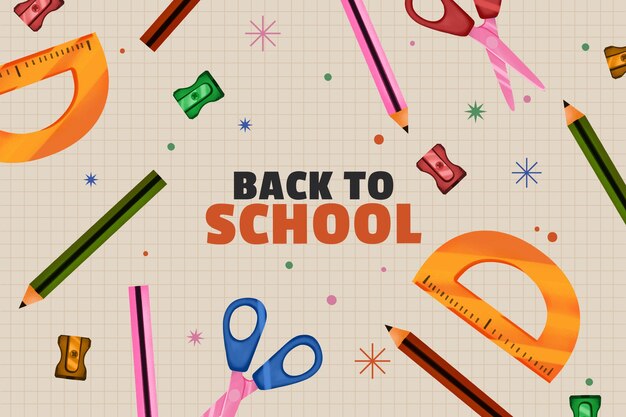 Watercolor back to school background with supplies