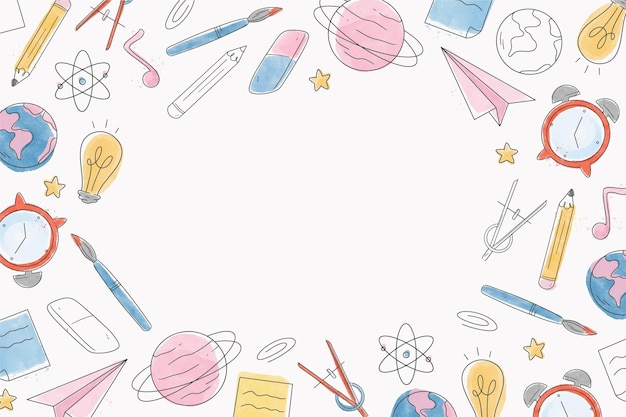 Watercolor back to school background with white space
