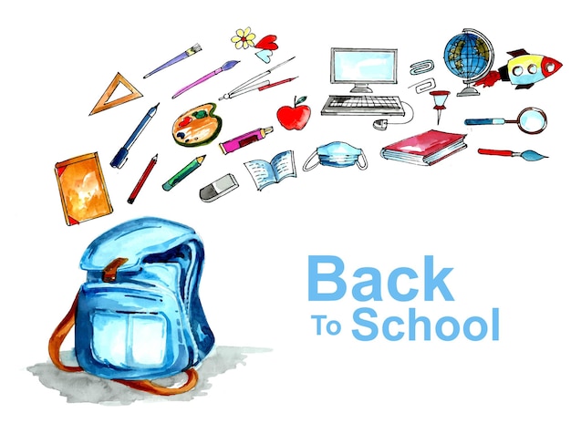 Watercolor back to school background