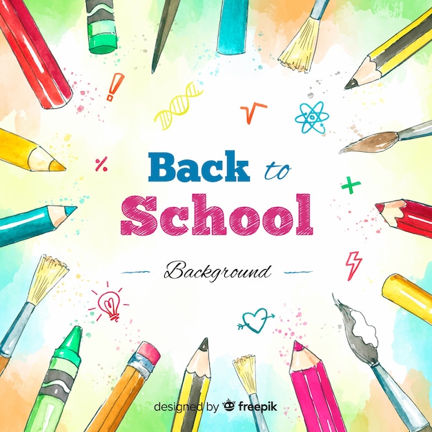 Free vector watercolor back to school background