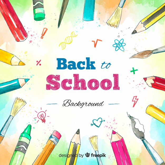Watercolor back to school background
