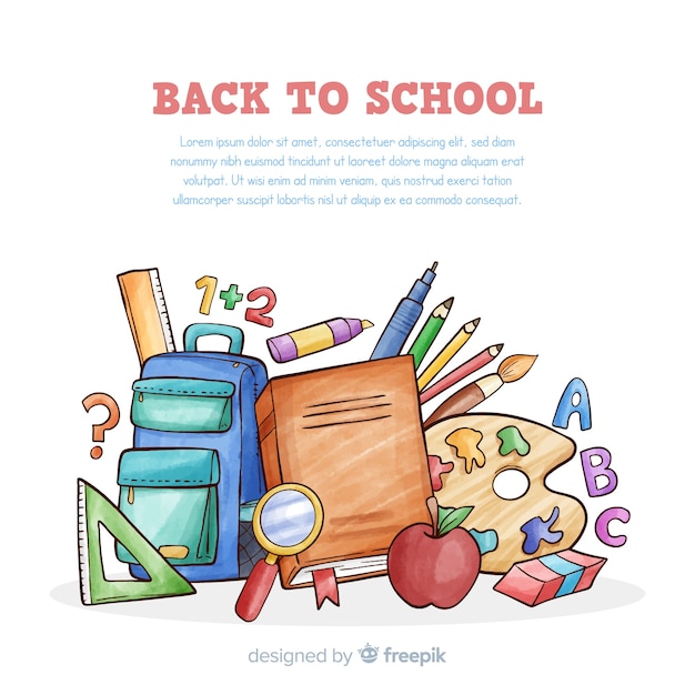 Watercolor back to school background