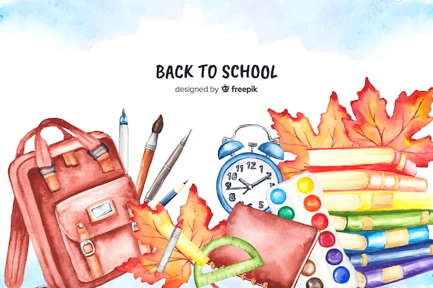 Watercolor back to school background