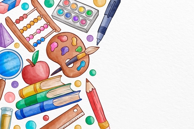 Watercolor back to school background