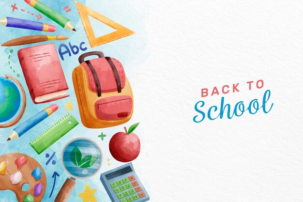 Watercolor back to school background