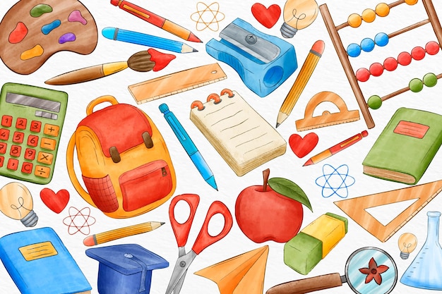 Watercolor back to school background