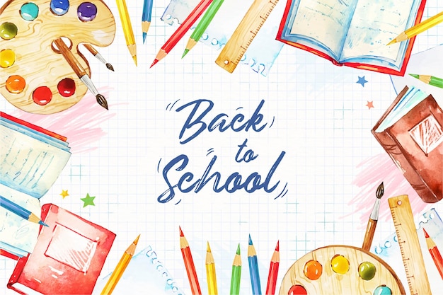 Watercolor back to school background