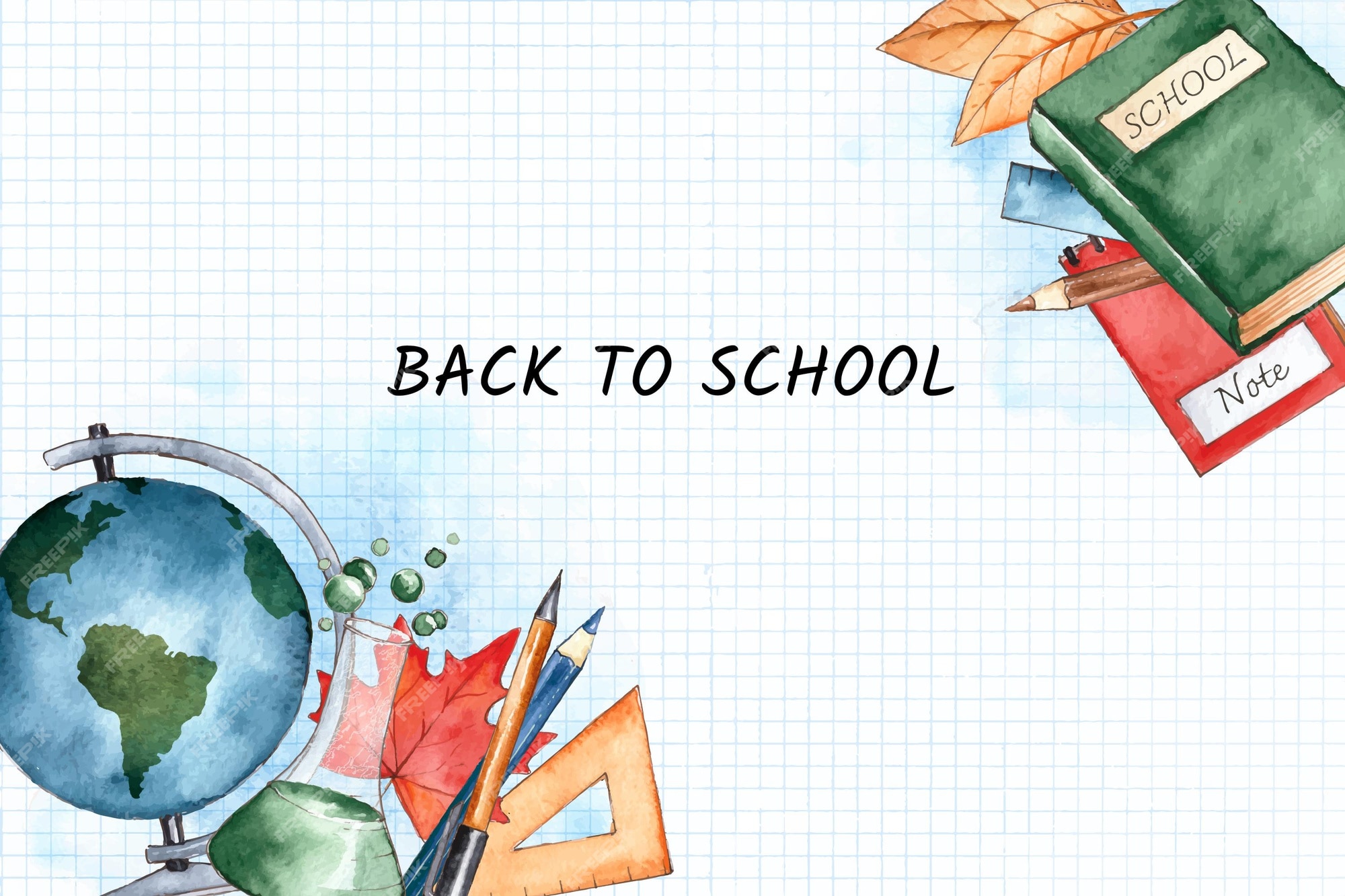 Free Vector | Watercolor back to school background