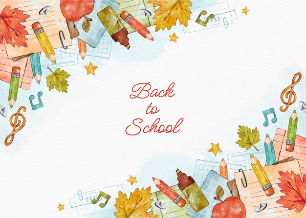 Watercolor back to school background