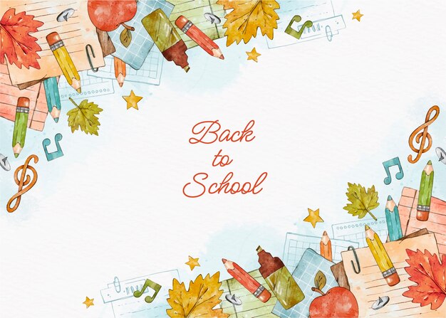 Watercolor back to school background