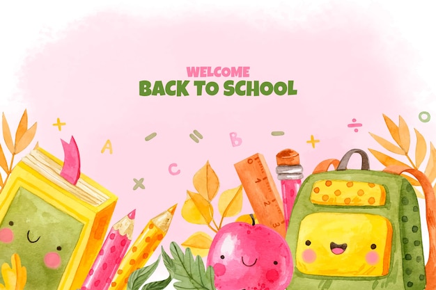 Free vector watercolor back to school background