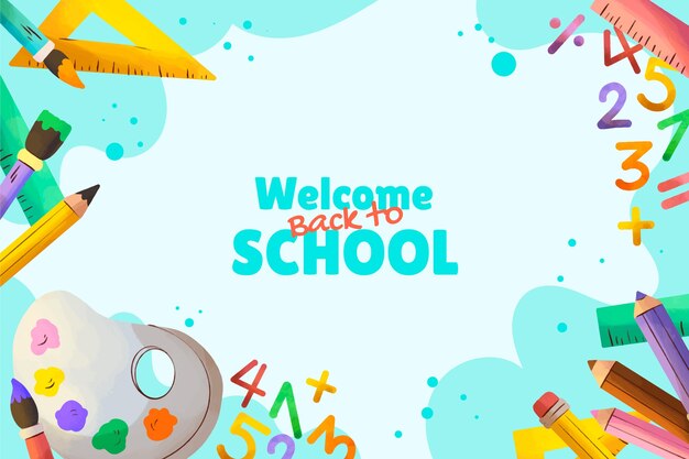 Watercolor back to school background