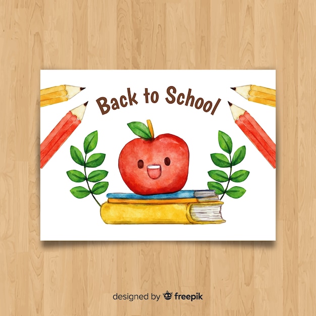 Free vector watercolor back to school card template