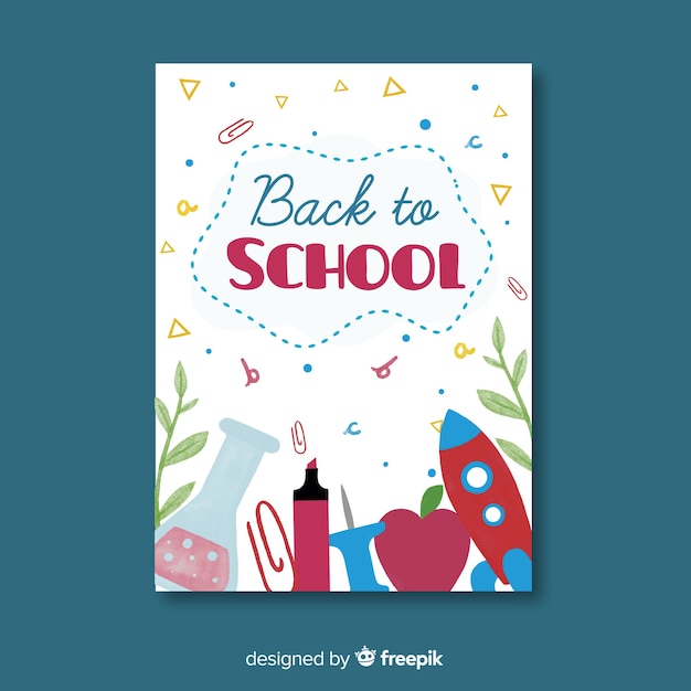 Free vector watercolor back to school card template