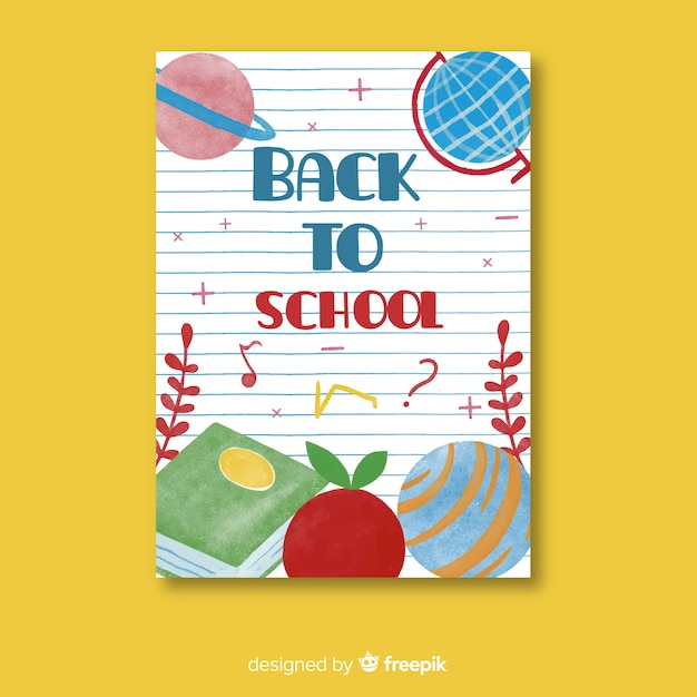 Free vector watercolor back to school card template