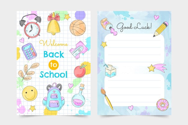 Watercolor back to school card template